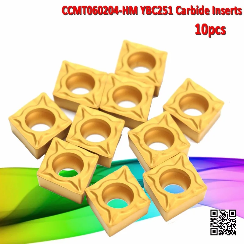 Drillpro 10 шт. CCMT060204 HM YBC251 лезвия токарного станка Токарный Инструмент