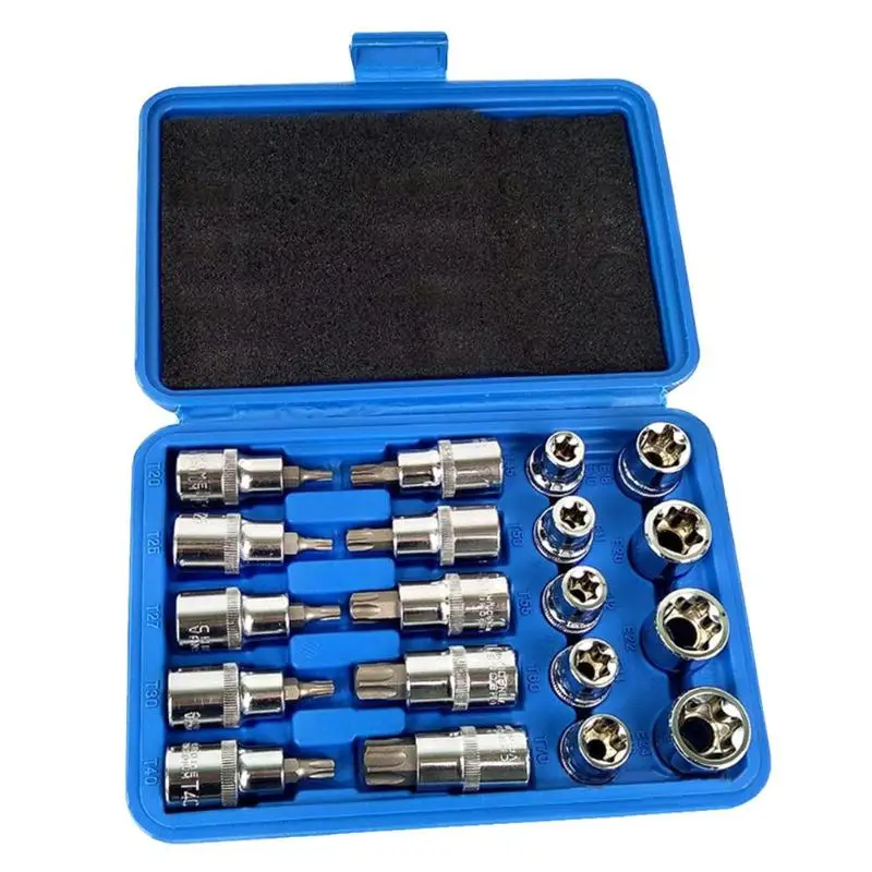 

19pcs 1/2in Chromium Vanadium Steel Metric Bit Socket Set Combination Tools Kit Automobile Car Repair Tool