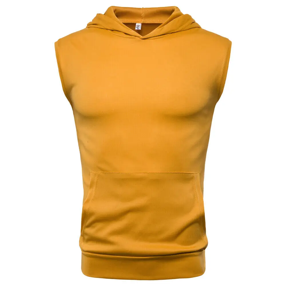 Для мужчин без рукавов с капюшоном летние майки для бодибилдинга Спортивная тренировочная однотонные мягкие Повседневное футболки с капюшонам мужской одежды Фитнес Топы