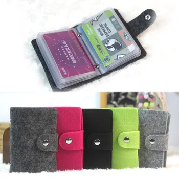 

Business Credit Card Holder Fashion 24 Bits felt Leather Buckle Cards Holders Organizer Case Box Pocket Passport Cover