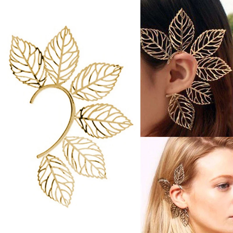 

2019 New Arrival Fashion Jewelry 1PC Leaf Seaside Silver Gifts Unique Golden Wedding Alloy Ear Clips Valentines Gift