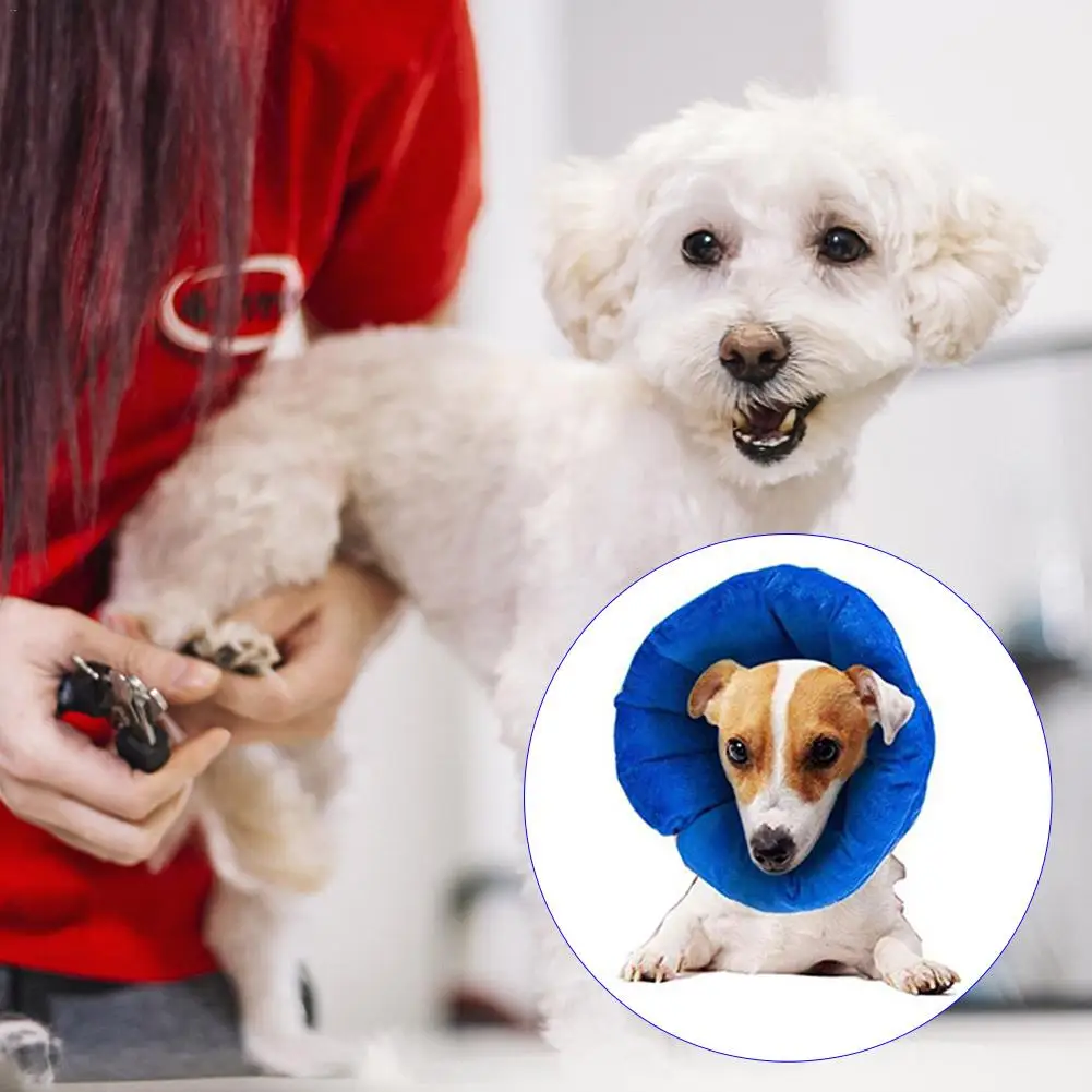 Inflatable Dog Collar Pet PVC Short Plush Ring Anti-smashing Adjustable Beauty Recovery Protective Collar Durable And Stable