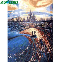 AZQSD, масляные краски, рыбаки, краски по номерам, реки, краски, холст, картина, сделай сам, пейзаж, ручная краска, ed, современная, K447