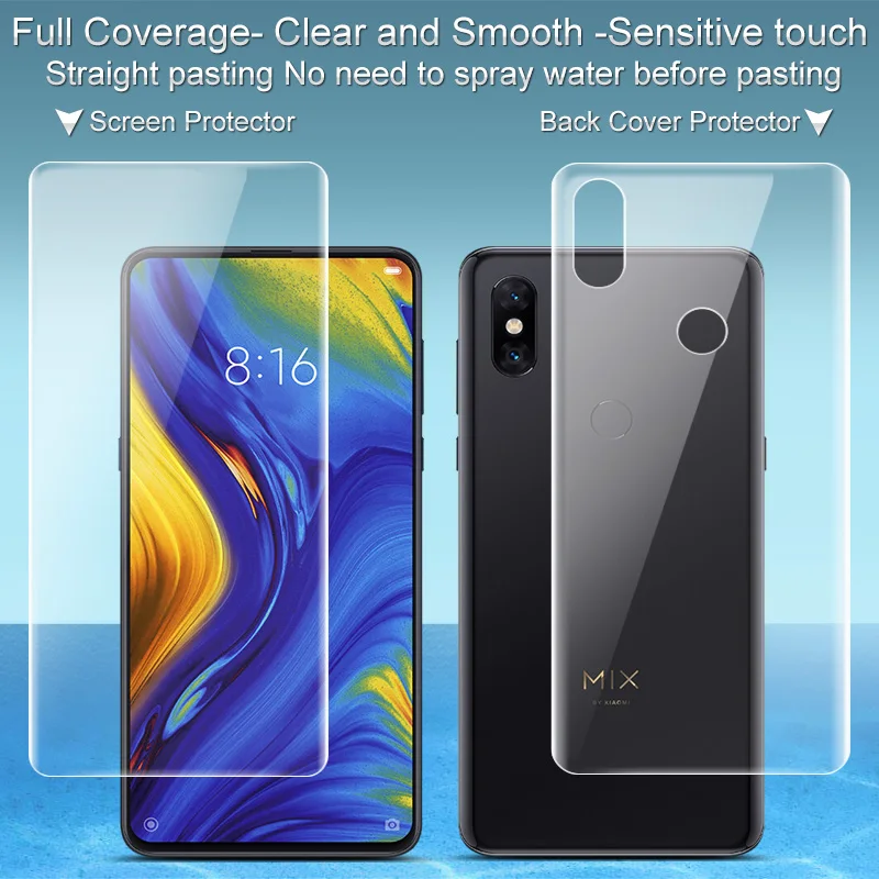 2 шт. полное покрытие для Xiaomi MI MIX 3 Защита экрана и задняя крышка защита Imak