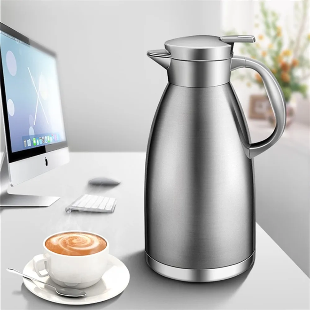 

Stainless Steel Double Walled Vacuum Thermos Thermal Coffee Pot Tea Pot 12 Hour Heat Retention Vacuum Flask Water Pot 1.8L 2.3L