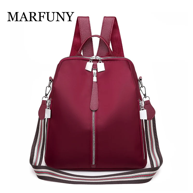 MARFUNY Backpack Women Simple Designer Nylon Shoulder Bag Female School ...