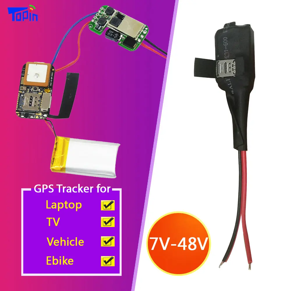 Topin CT3 البسيطة GSM LBS Wifi GPS المقتفي للتلفزيون المحمول Ebike السيارات السيارة محدد المدمج في بطارية APP الويب SMS في الوقت الحقيقي تتبع