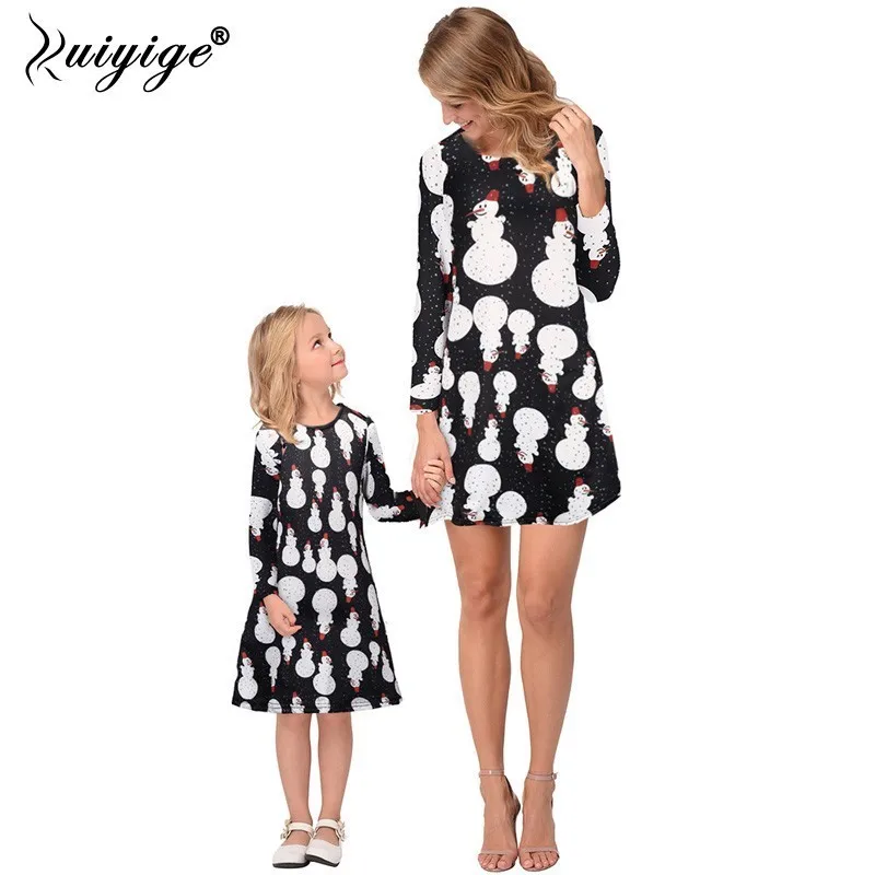 

Ruiyige 2018 Mom And Daughter Dress Vestido Snowman Print Dresses Family Matching Christmas Clothes Mother And Daughter Clothes