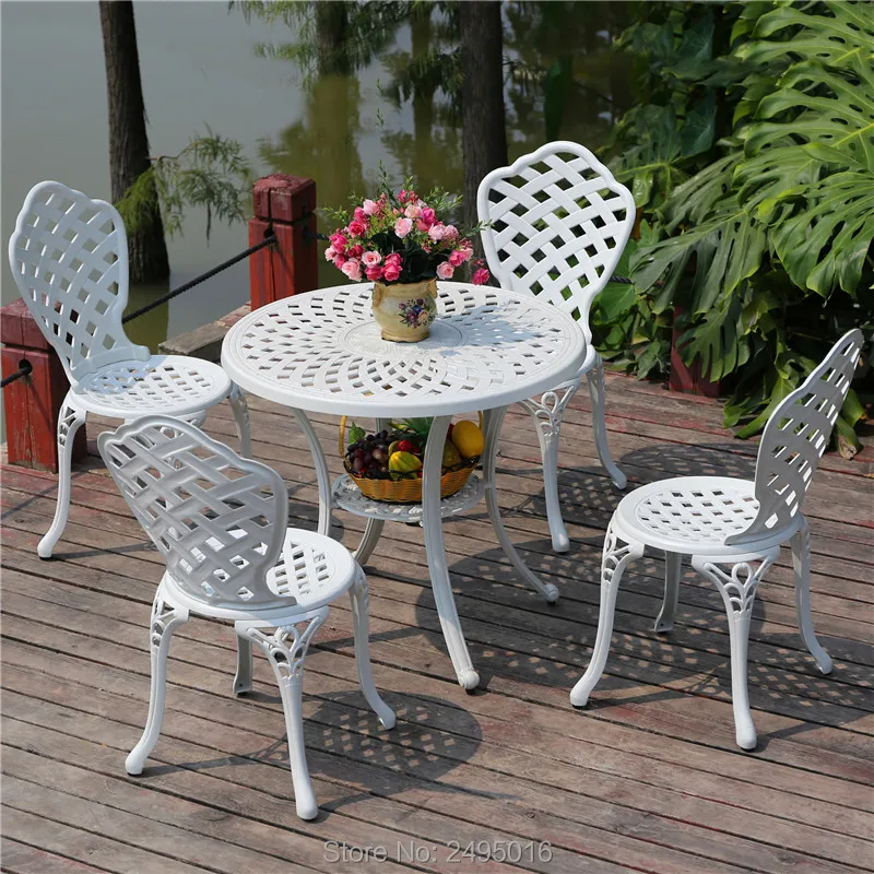 Set 5pcs Литые алюминиевые балконные столики и стулья уличная мебель для парка