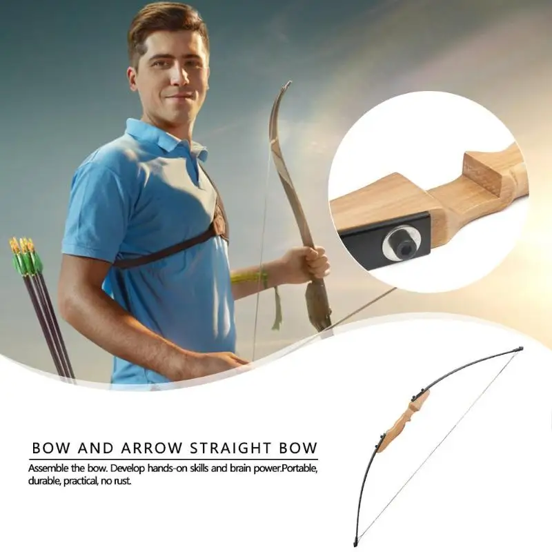 

Outdoor Sports 40 Pounds Recurve Bow Set Straight Split Archery Wooden Bow for Hunting Game high strength fiber bow