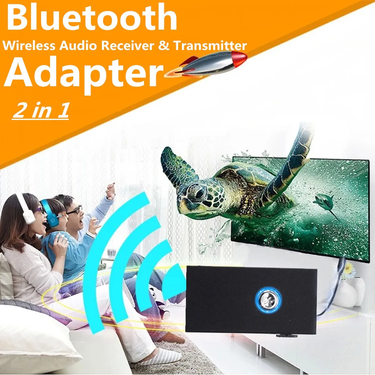 

2 in 1 Wireless bluetooth Audio Receiver and Transmitter 3.5MM Audio Music Adapter For PC TV Speaker Phones Laptop Headphones