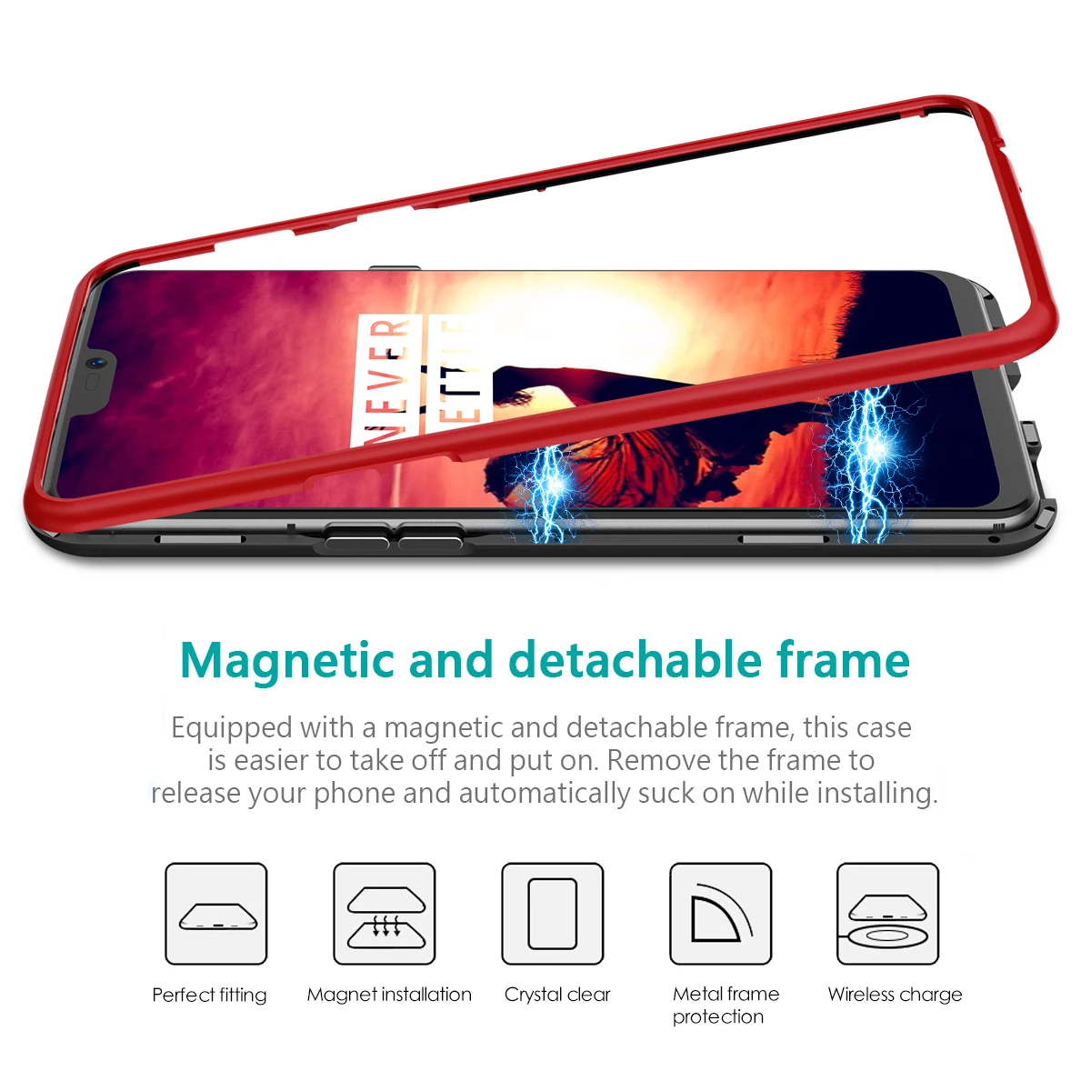 

2 in 1 Phone Case For Oneplus 6 Cover Hard Transparent Back Magnetic Protective Shockproof Cover For Oneplus 6 Case Clear