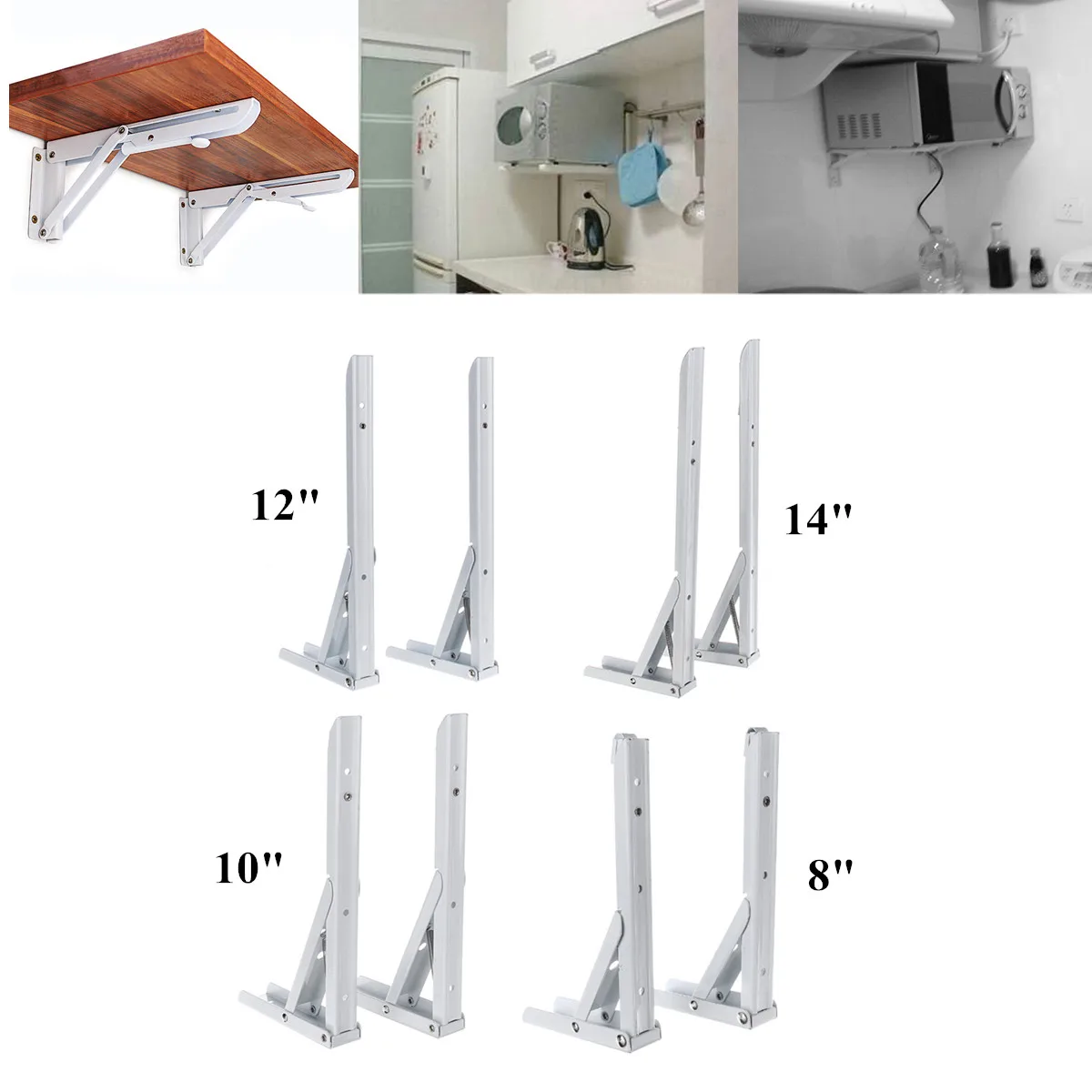 2 шт. микроволновых печей Треугольники Весна Поддержка настенный складной кронштейн для полки 8/10/12/14 дюймов складные эластичный сэкономить место