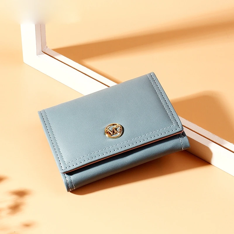 

Short Wallet Female Korean Version 3 Folder Student Wallet Fashion Buckle Women's Wallet