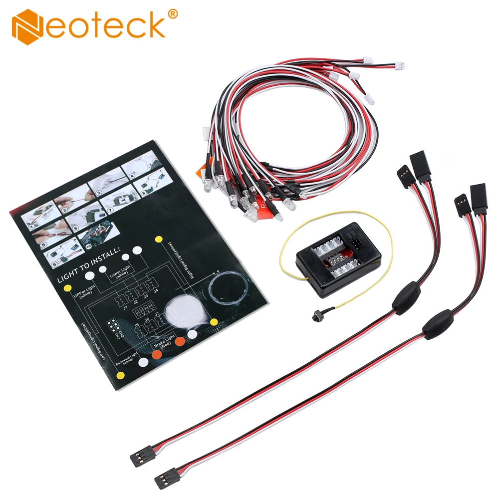 

Neoteck 1:10 RC Model Car truck LED Light Kit 12 LED Flashing Head Light Lamp System