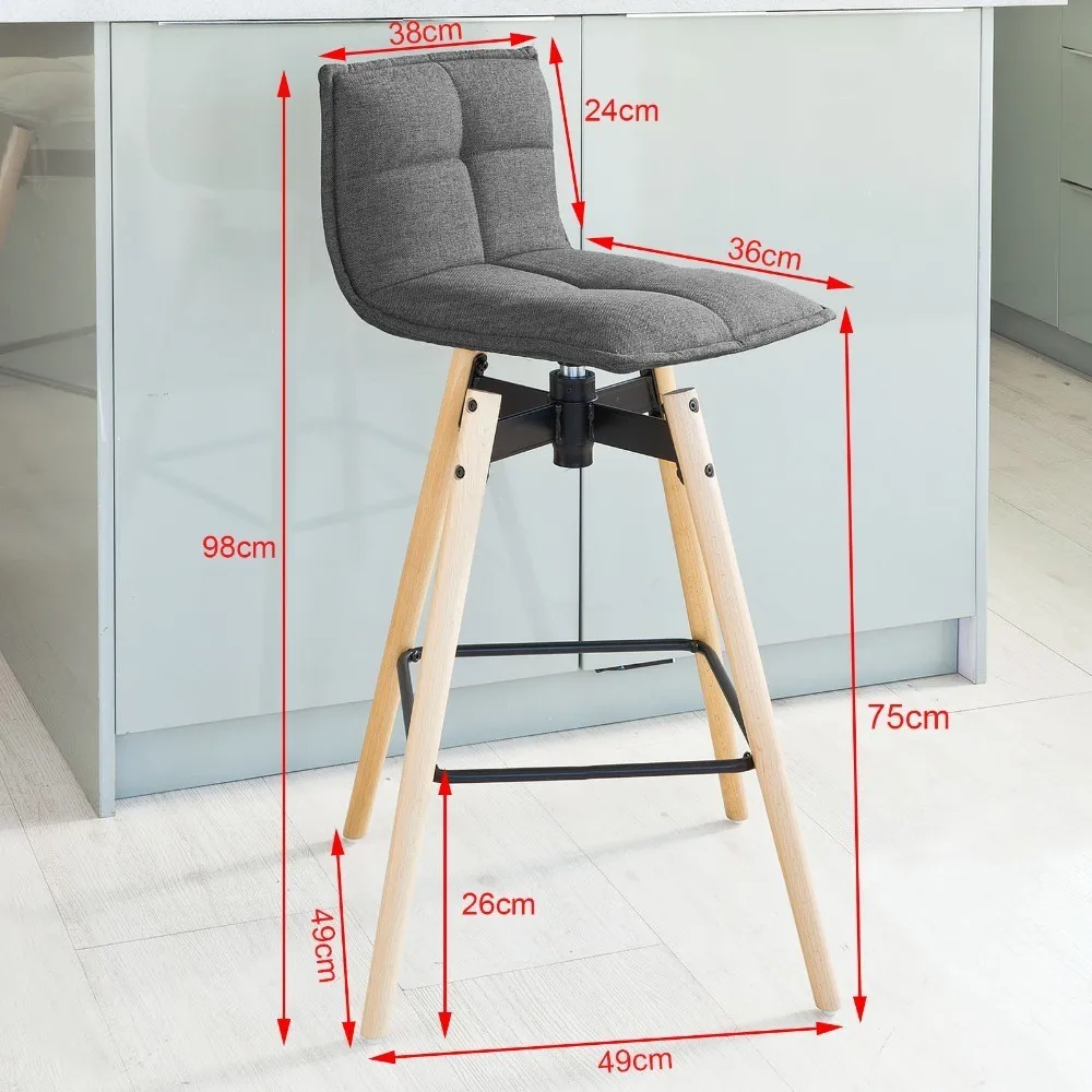 SoBuy FST45-DG, Swivel Kitchen Breakfast Barstool,  Rotating Bar Stool Chair with Backrest