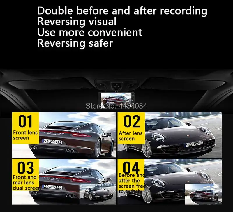 Ouchuangbo HD 4 дюймовая 1080P Автомобильная камера заднего вида DVR рекордер с G сенсором