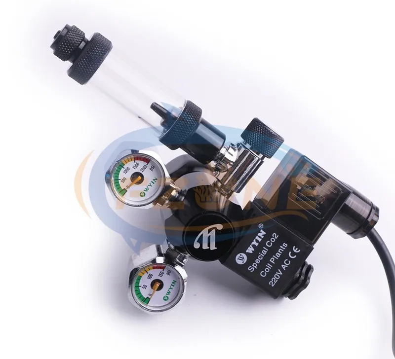 Chihiros acuario Wyin Mini doble calibre CO2 regulador con válvula de contador de burbujas de válvula de solenoide y Kits de instalación - 2