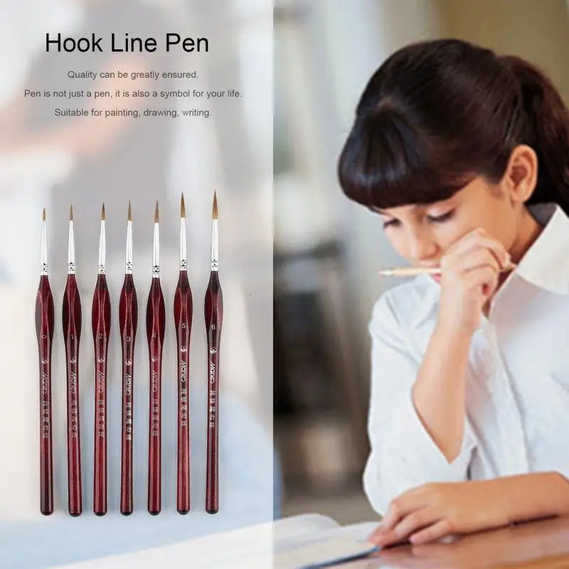Beste 7 stks set Professionele Fijne Handgeschilderde Miniatuur Haak Lijn Pen Aquarel Verf Olieverf Borstel Tekening Art Pen Kunst Levert
