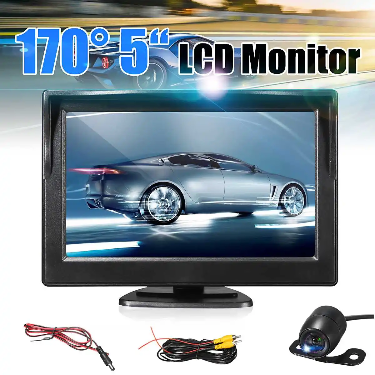 

5 Inch DC10V-30V Car Reversing Parking Monitor Car Monitor TFT LCD Screen Night Vision With 170 Degree Rearview Reverse Camera