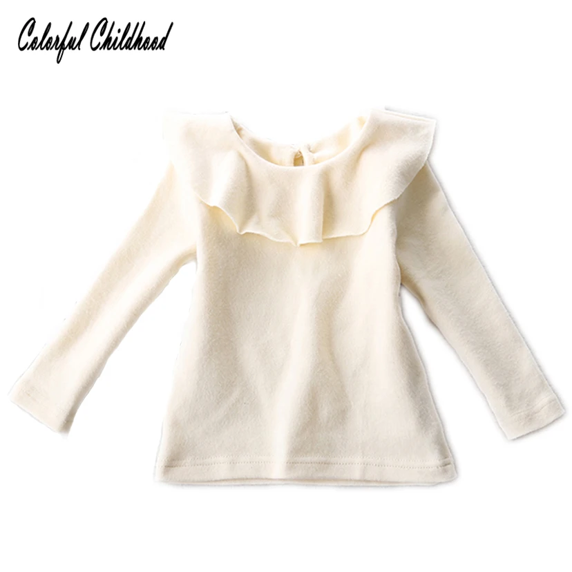 Ruffle Collar Pure White Baby Girl Shirts Infant Shirt Spring Autumn Baby Toddler Girl Long