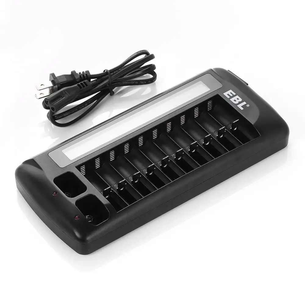 

EBL 10-Bay Smart LCD Charger for AA/AAA/Ni-Mh/Ni-Cd Rechargeable Batteries