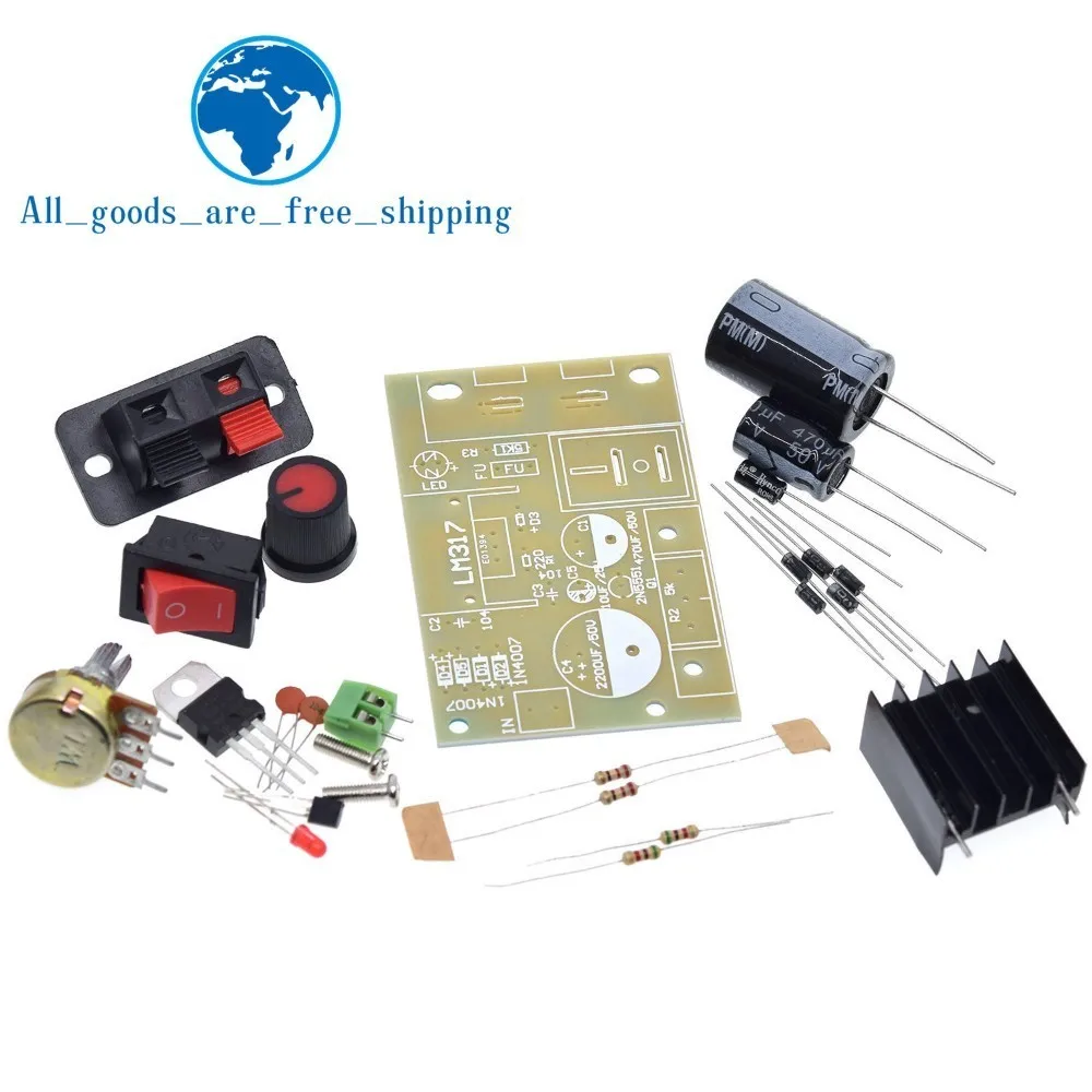 LM317 DIY Kit понижающий модуль питания регулируемый регулятор напряжения переключатель сбрасываемый предохранитель электролитический конденсатор доска