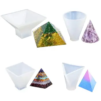 

4 Pack Pyramid Silicone Molds Casting Molds, Cone Epoxy Molds, Silicone Molds For Orgone Pyramid,Home Decoration,Candle And So