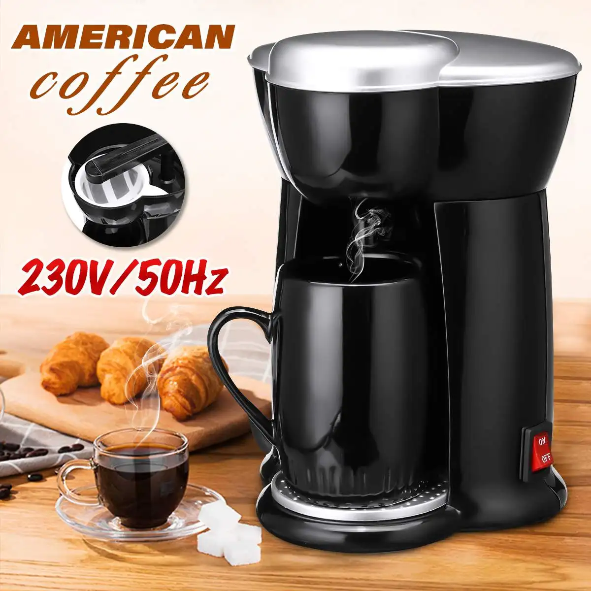 230V 300W Automatic American Coffee Maker Machine Drip-type Coffee Maker Mini Household Coffee Tea Machine Dual Use 230V 300W Automatic American Coffee Maker Machine Drip-type Coffee Maker Mini Household Coffee Tea Machine Dual Use