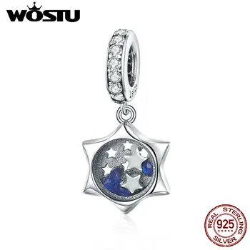 

WOSTU 2019 Fashion 925 Sterling Silver Wishing Star Beads Fit Charm Bracelet Bangle & Necklace Pendant For Women Jewelry CQC1083