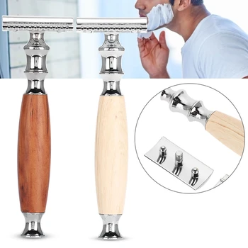 

Classic Men Anti-skid Wood Handle Dual Blade Shaver Vintage Style Manual Razor Tool