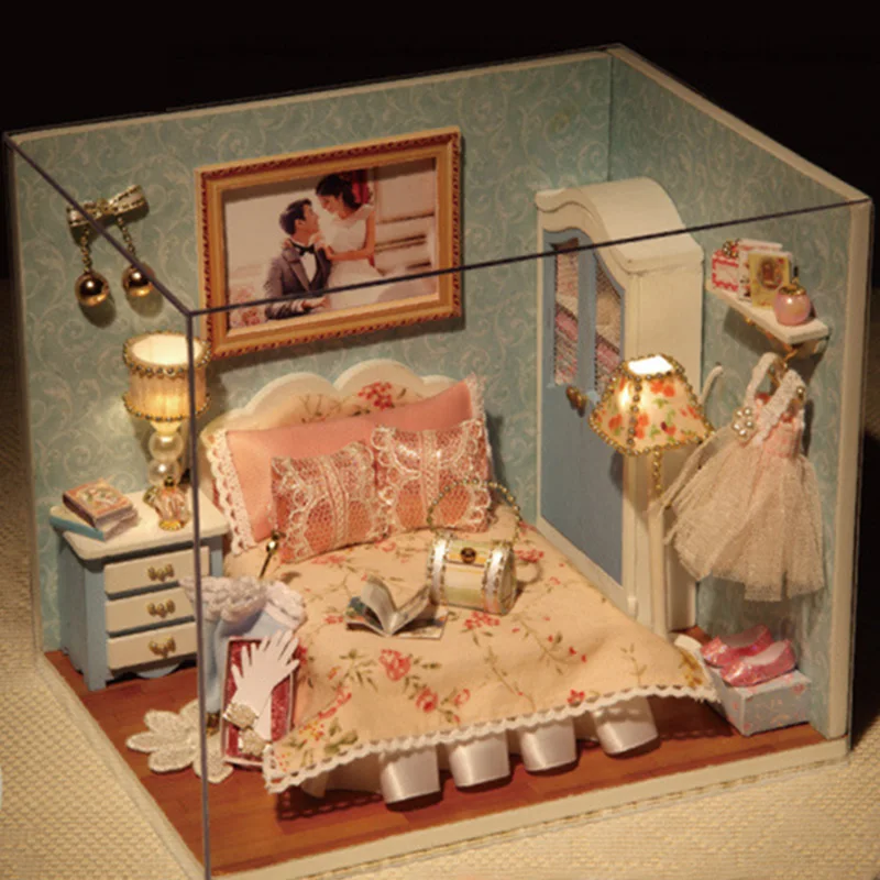 1 шт. милый DIY Мечта деревянный кукольный дом мебель коробка для рукоделия комплект-счастливый момент