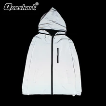 Женская Мужская Светоотражающая куртка для бега с капюшоном Спортивные куртки хип хоп ветрозащитная ветровка с капюшоном флуоресцентная кофта для скейтеров