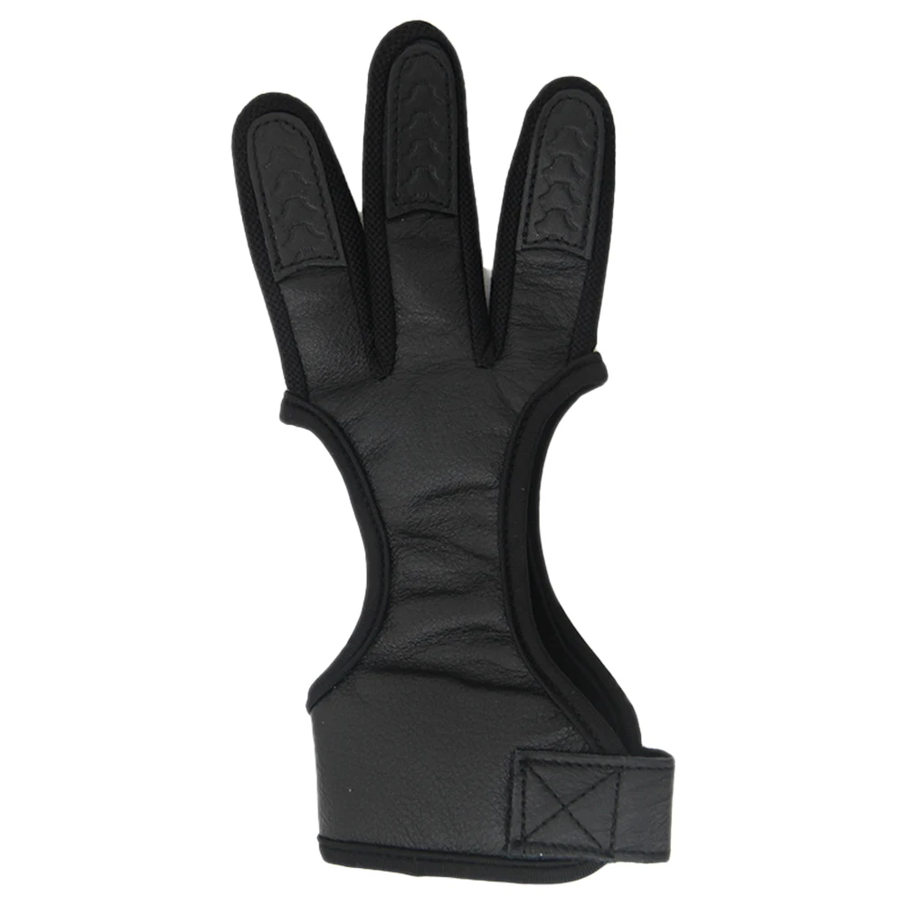 Кожаные перчатки для стрельбы из лука, 3 пальца, защита для пальцев, для правой руки, для охоты на открытом воздухе