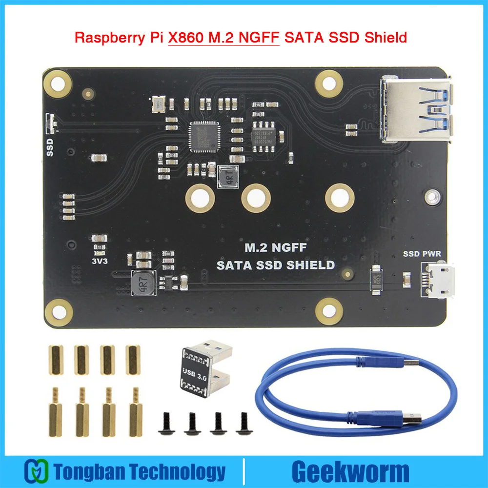 

Raspberry Pi X860 M.2 NGFF 2280/2260/2242/2230 SATA SSD NAS Storage Expansion Board with USB 3.0 Jumper for Raspberry Pi/ROCK64