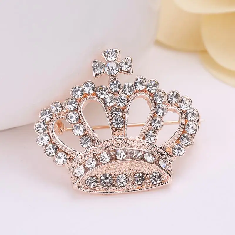 

2019 New Arrivals Noble Cute Clear Crown Brooches for Women Clothing Accessory Fashion Jewelry Scarf Pins Small Size