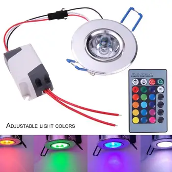 

Colorful 3W RGB Downlight AC85-265V Ceiling Spot Light Round Decoration Home Store Ceiling Recessed Spotlight w/ Remote Control
