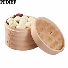 Одна клетка или крышка, Бамбуковая Пароварка для рыбы, риса, овощей, набор корзин для закусок, кухонные инструменты, пароварка для вареников 13,5-30 см