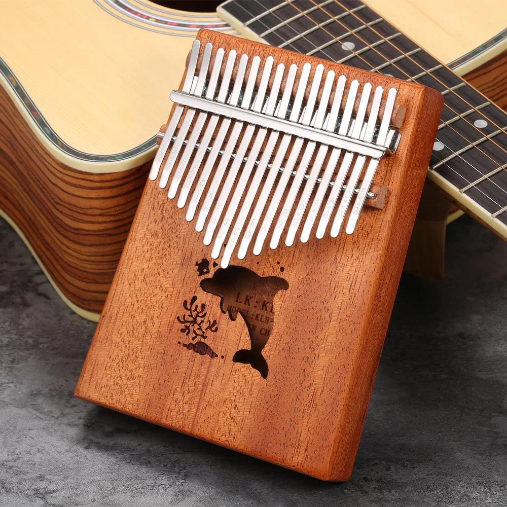 Portable Musical instrument Toys Mbira Finger Piano Solid Mahogany Body Musical Gift for Music Lovers Kalimba 17 Keys Thumb Piano with Tune Hammer