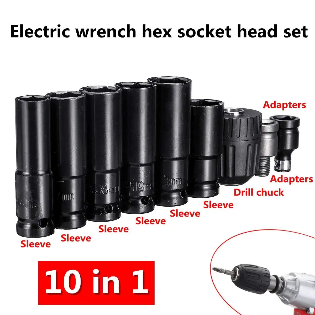 10 stücke Elektrische Schlüssel hex buchse kopf Kits set für Schlagschrauber Bohrer-in Elektrowerkzeuge Zubehör aus Werkzeug bei