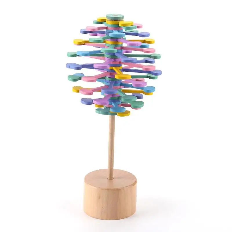 

Wooden Helicone Magic Wand Stress Relief Toy Rotating Lollipop Creative Art Decoration Office Decompression Toys for Kids Adult