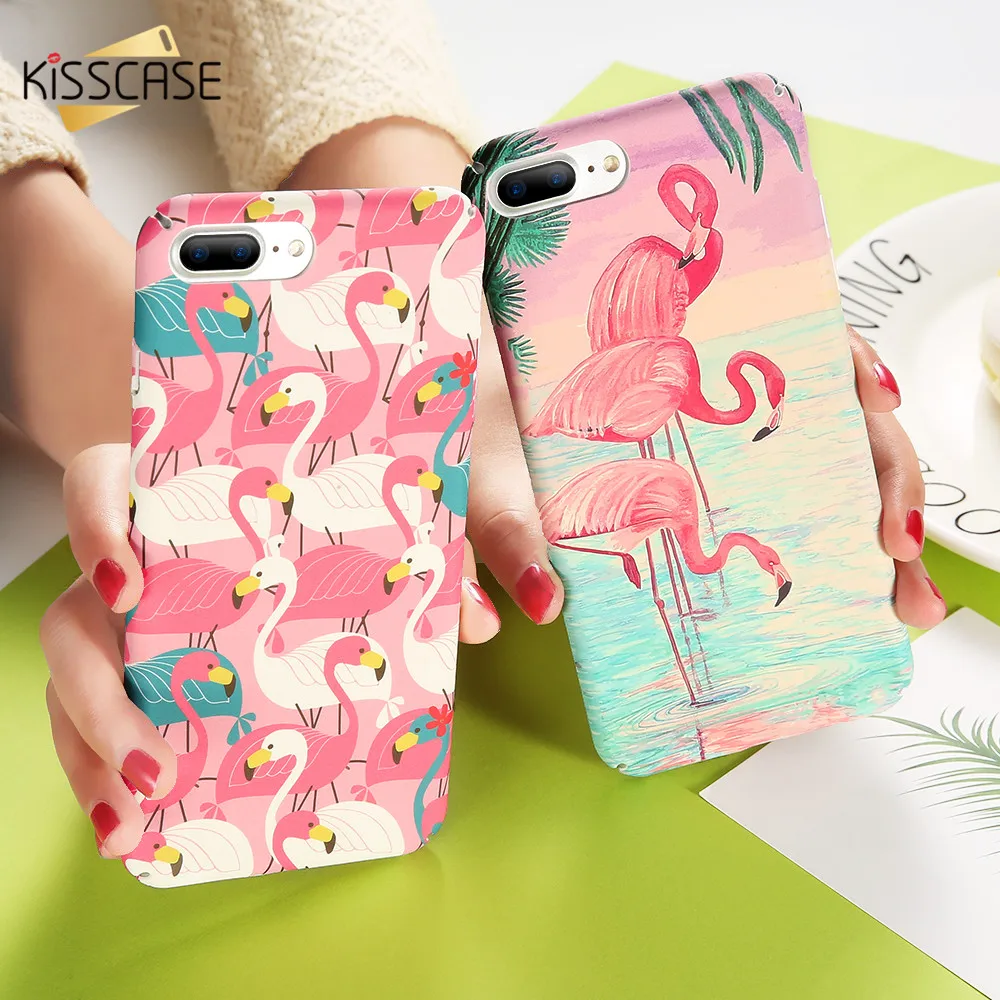 KISSCASE Girly Flamingo Чехлы для iPhone 6 6S 7 8 Plus 5 5S милый Матовый Жесткий чехол 8X10 Аксессуары