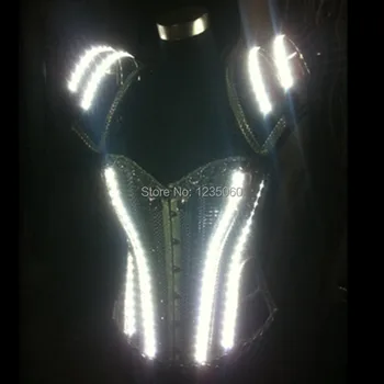 

Fashion Led Luminous Performance Fashion Show Costumes Growing Female Warrior Armor Singer DJ Ballroom Clothes
