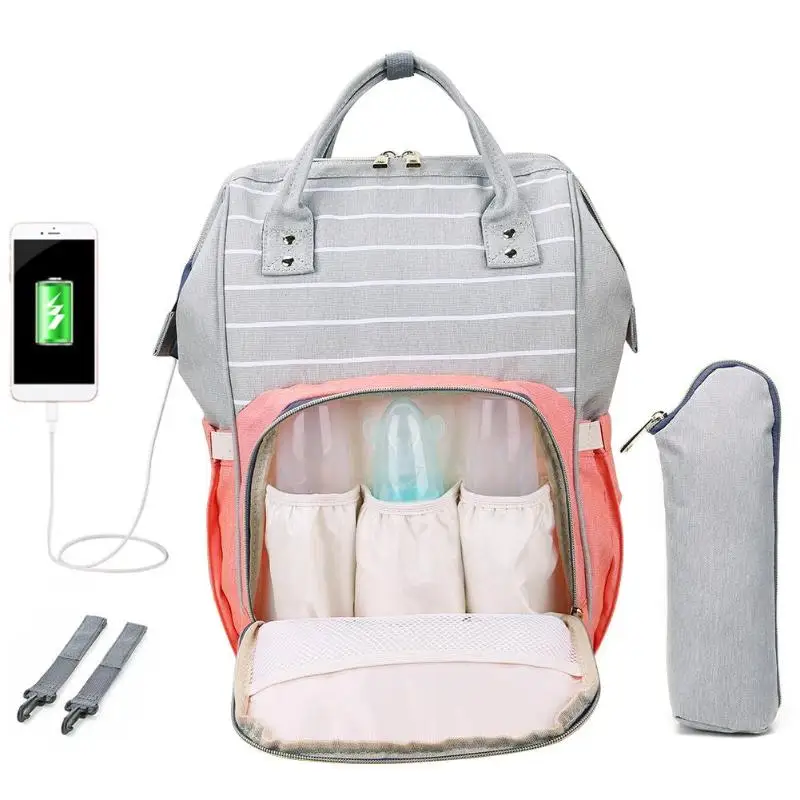 

Fashion Mummy Striped Maternity Nappy Bag Large Capacity Baby Bag Bolsa Maternidade Designer Nursing Bag For Mother Baby Diaper