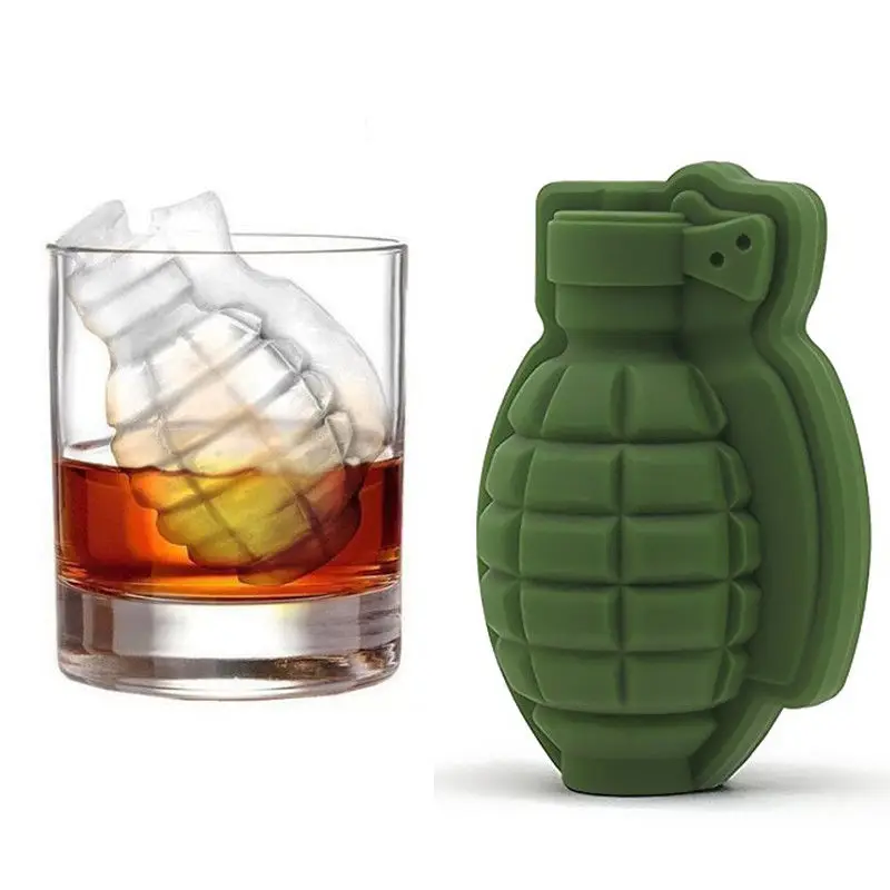 

1pcs 3D Ice Buckets Cube Mold Grenade Shape Ice Cream Maker Bar Drinks Whiskey Wine Ice Maker Silicone Kitchen Tool