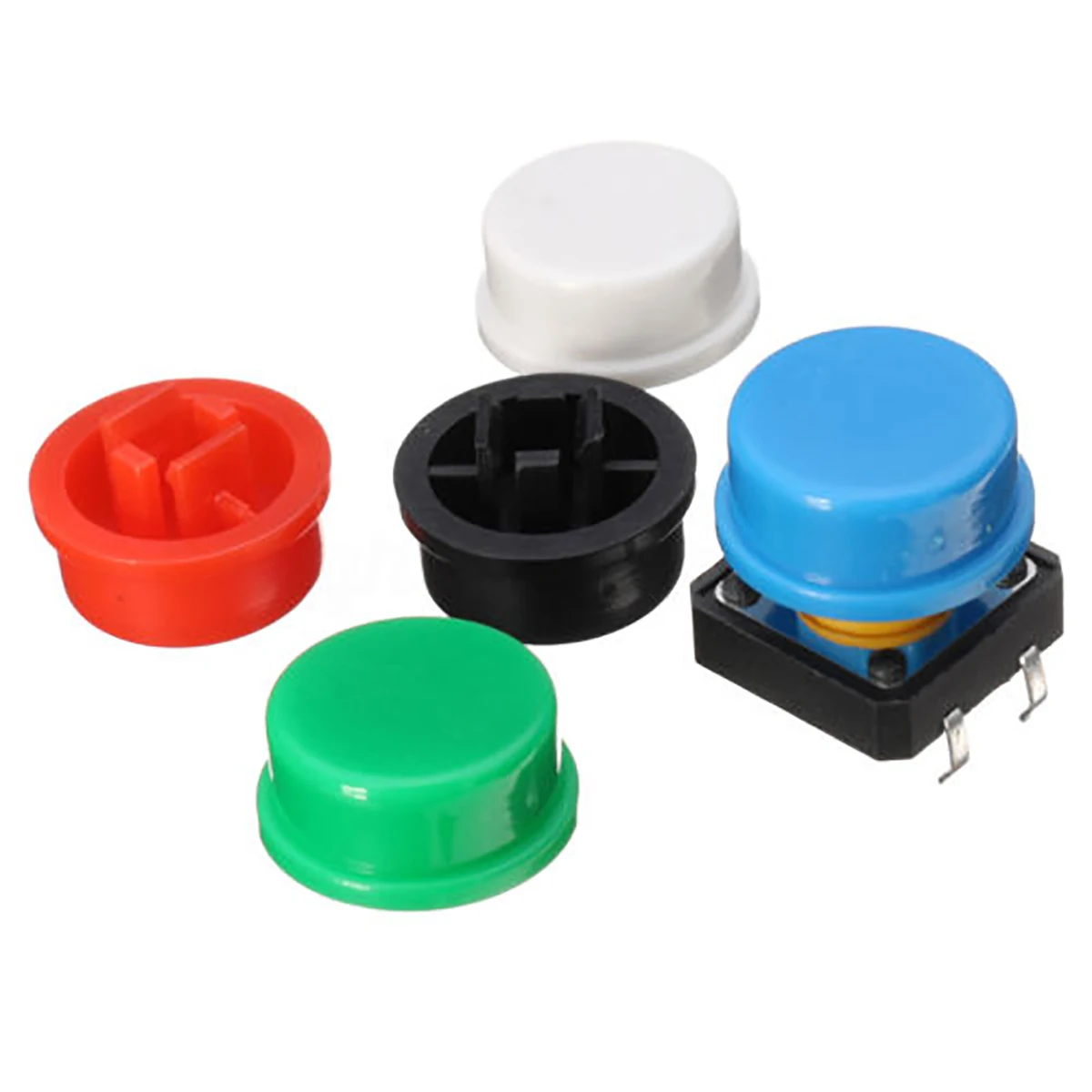 

100PCS Miniature PCB Button Switch 12*12*7.3mm Plastic Tactile Switches Tact Push Button Momentary + 5 Color Caps