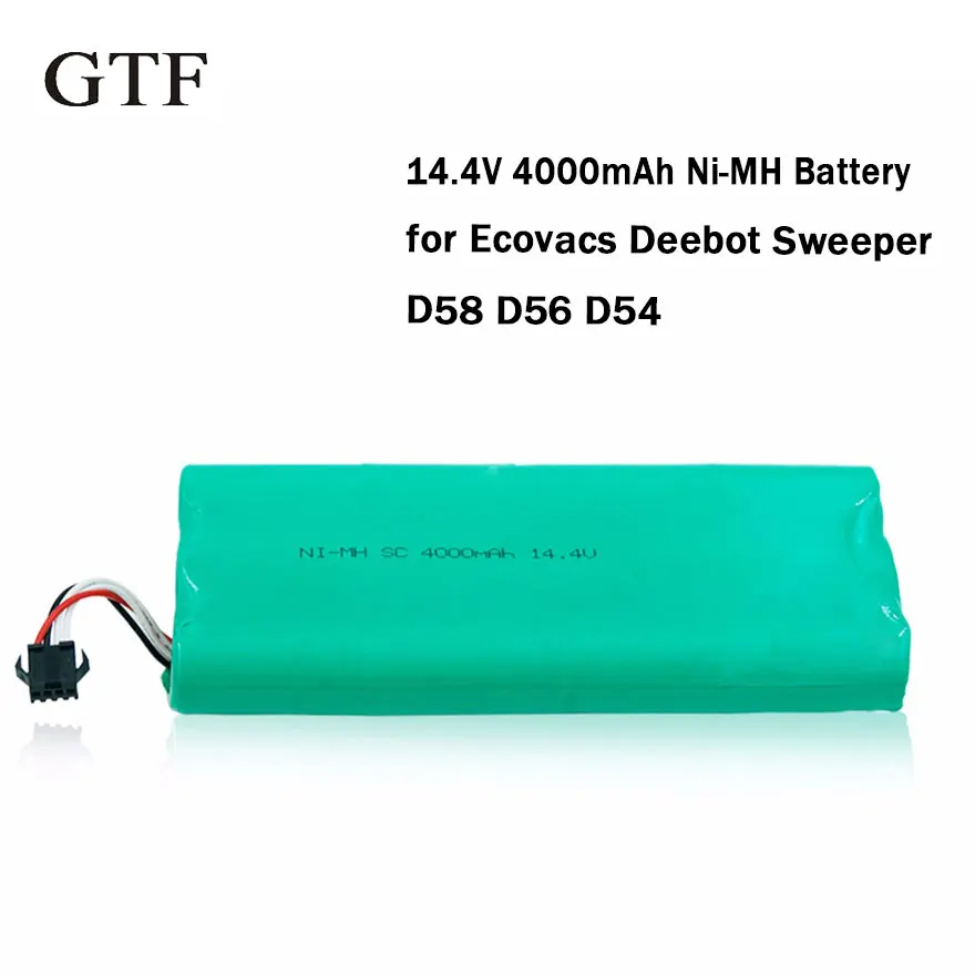 

GTF 14.4V 4000mAh NI-MH Cleaner Battery High Capacity Replacement Sweeper Battery For ECOVACS Deebot 540/550/560/570/580/D58/D56