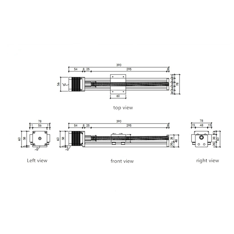 CNC SFU1204/1605/1610 шариковый винт, форматно-раскроечный станок направляющая прямолинейного движения 100-600 мм с Nema 23 шаговый двигатель