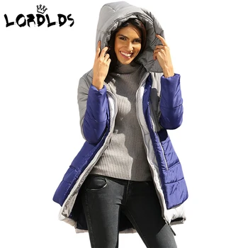 

LORDLDS Winter Jacket Women warm Long sleeve Hooded Parkas solid slim 2019 Ladies Coats quilted jackets Cotton