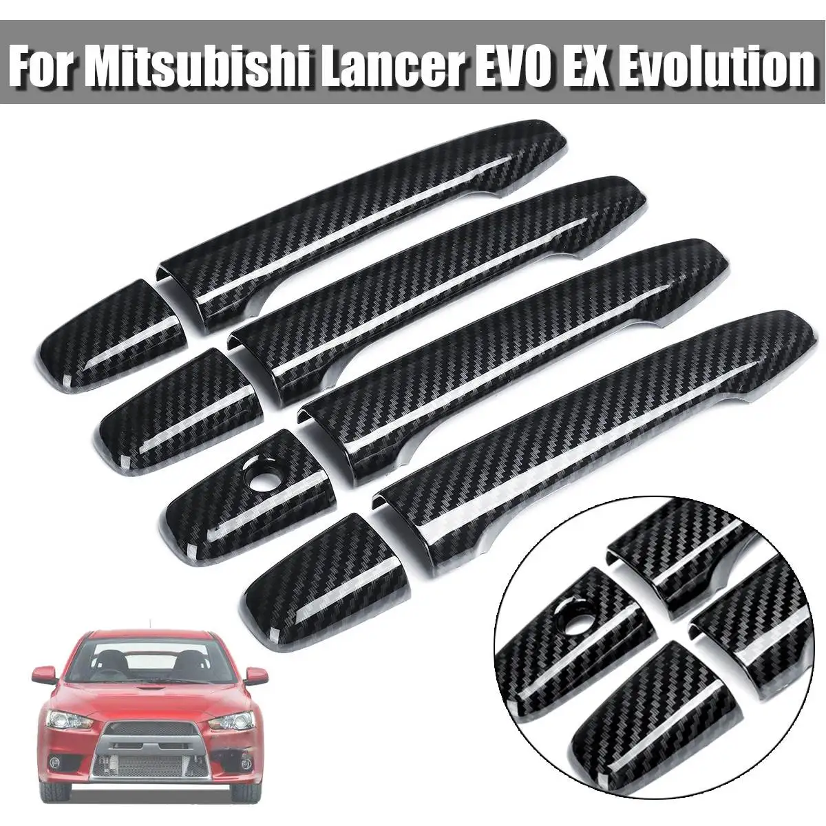 

8 Pieces ABS Carbon Fiber Style Door Handle Cover For Mitsubishi Lancer EVO EX Evolution Generation Car Styling